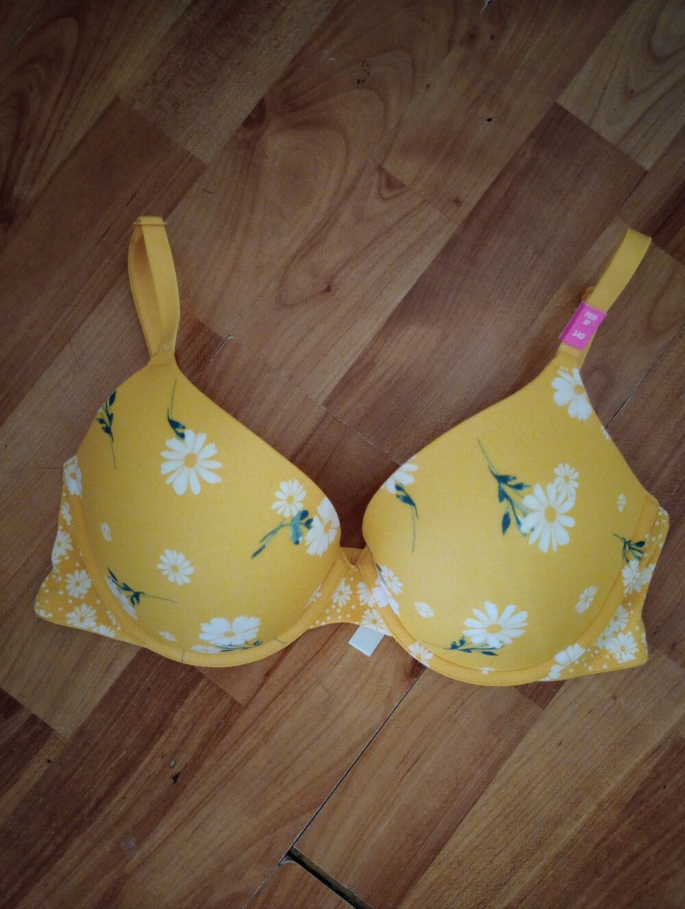 New PINK Victoria's Secret Yellow Floral Push Up Bra